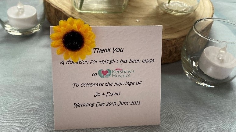 Hospice Wedding Favours for Couple’s Big Day 